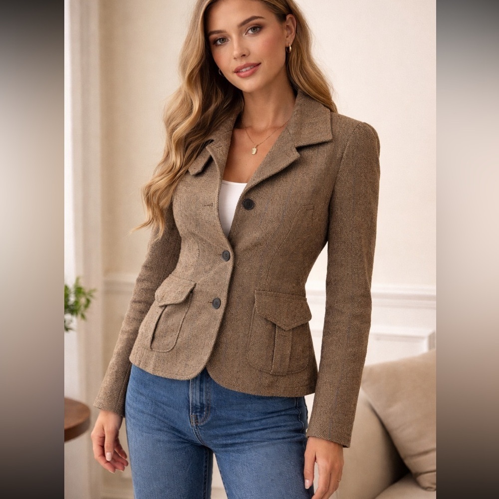 RICHARDS VTG Women’s Blazer Size 3 Work Career Business Tweed Grandpacore